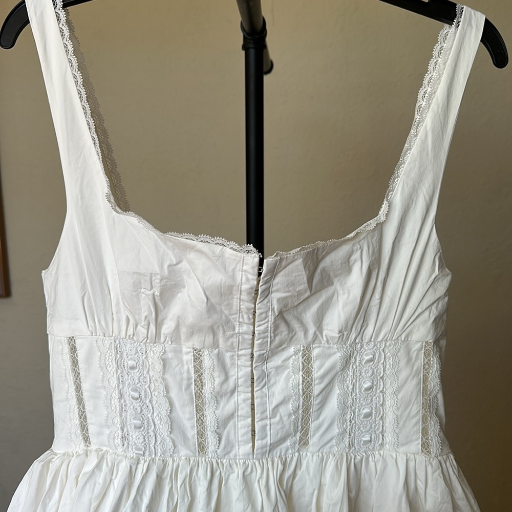 House of CB 'Perle’ White Lace Trim Midi Dress NWOT size L - Picture 9 of 14